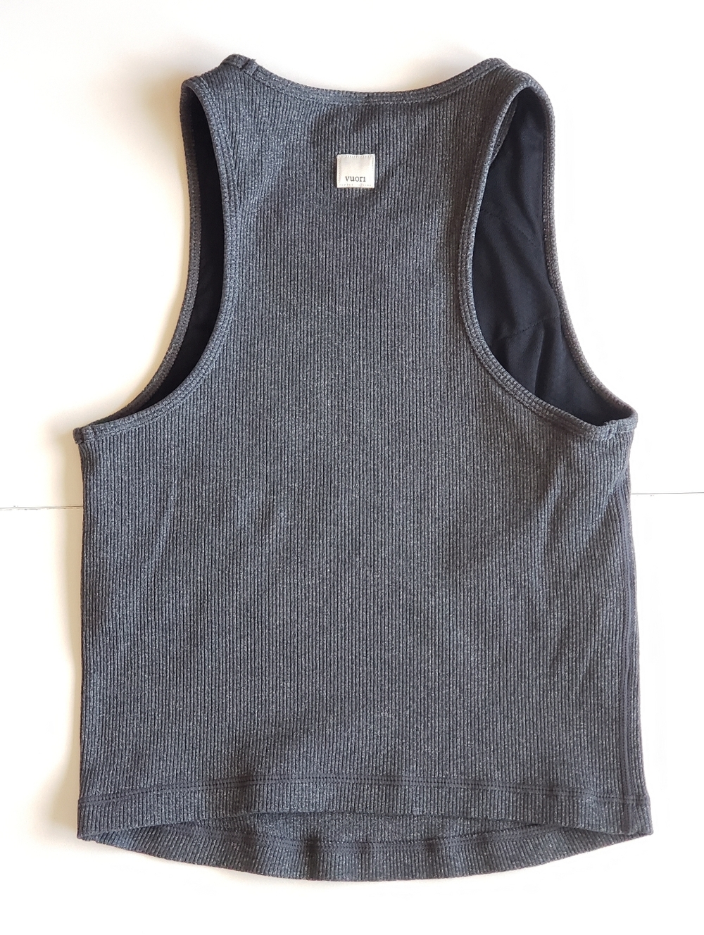 Vuori Pose Plyo Tank Women Size XS/S Gray Ribbed Racerback Crop Bra Athletic Gym